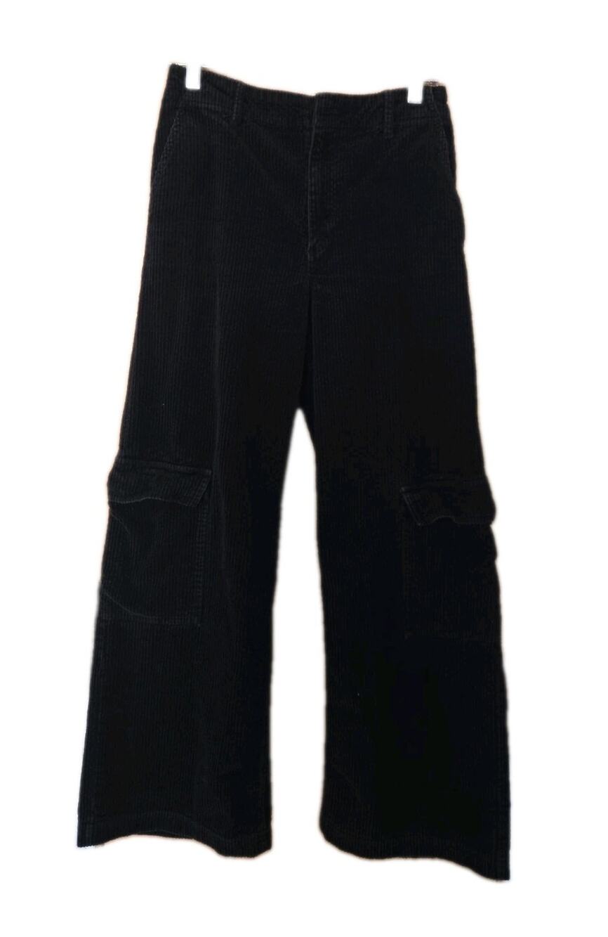 Lucy & Yak Black Corduroy Trousers Organic Cotton W26 Pockets High Rise